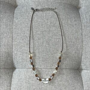 Lia Sophia Brown and Silver Beaded Boho Necklace